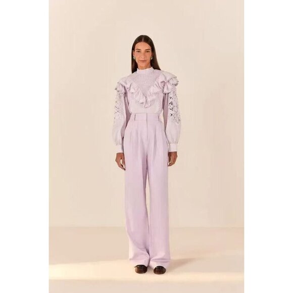 NWOT FARM Rio Purple High Waist Wide Leg Pants Women's Size XL
